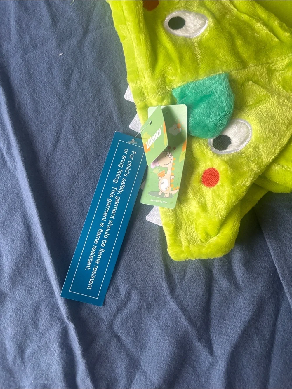 Kids Plush Hooded Robe - Lime Green